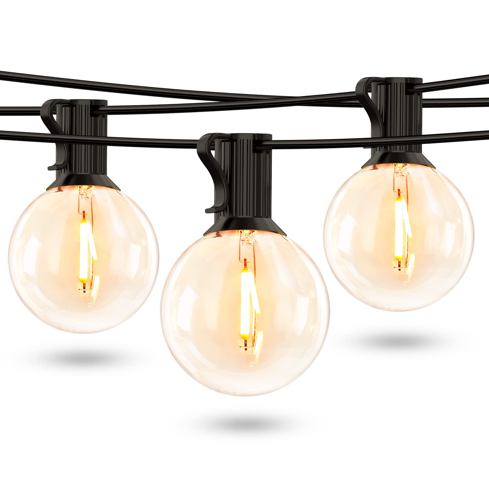 Lepro 50ft LED Outdoor String Lights - 26 Shatterproof G40 Globe Edison Bulbs, Waterproof Bistro Lights for Patio, Deck, Pergola, Porch, Garden & Gazebo | Perfect for Backyard Parties, Wedding Decor & Outdoor Dining