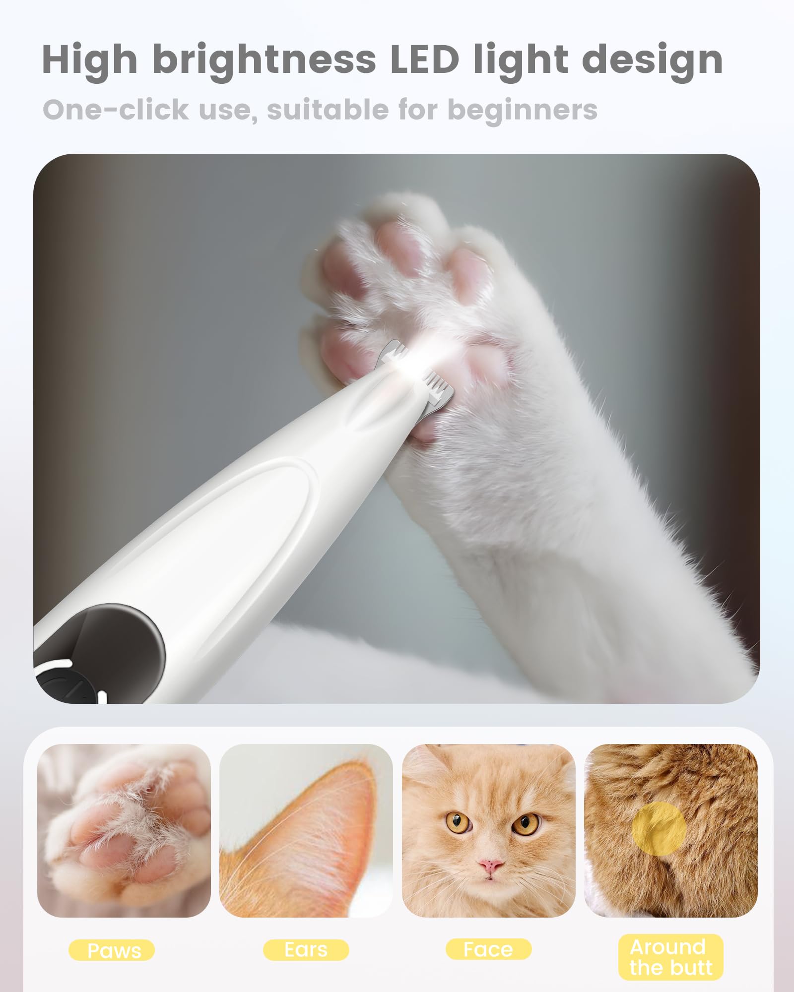 Professional Cordless Dog Grooming Kit - 35dB Ultra-Quiet Clippers with LED Display & Light for Paws, Ears, Face & Rump | Perfect for Home Pet Grooming, Travel & Professional Use