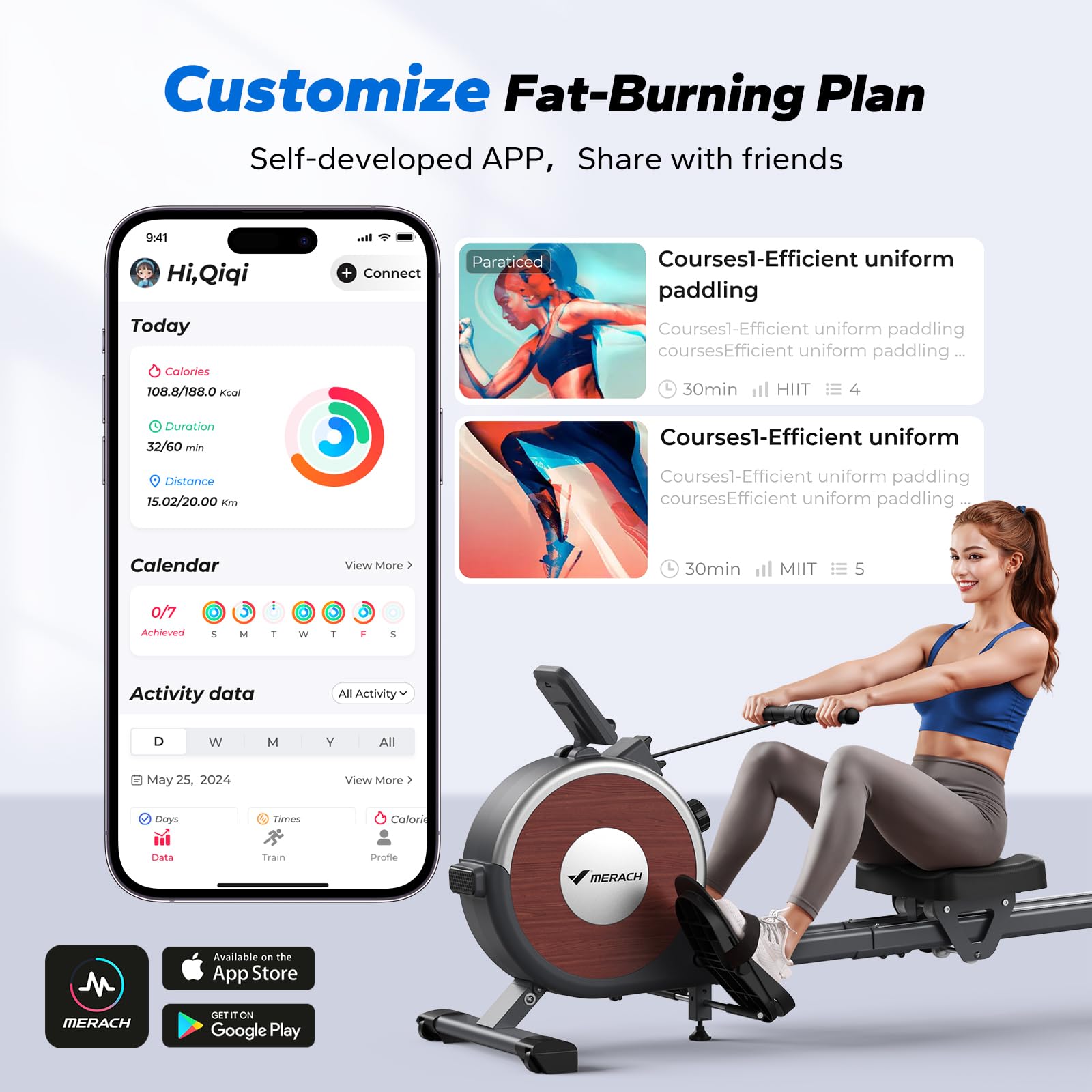 MERACH Magnetic Rowing Machine for Home - 16-Level Quiet Resistance Rower with 350lb Weight Capacity & App Connectivity | Perfect for Home Gym, Cardio Workouts & Full-Body Training