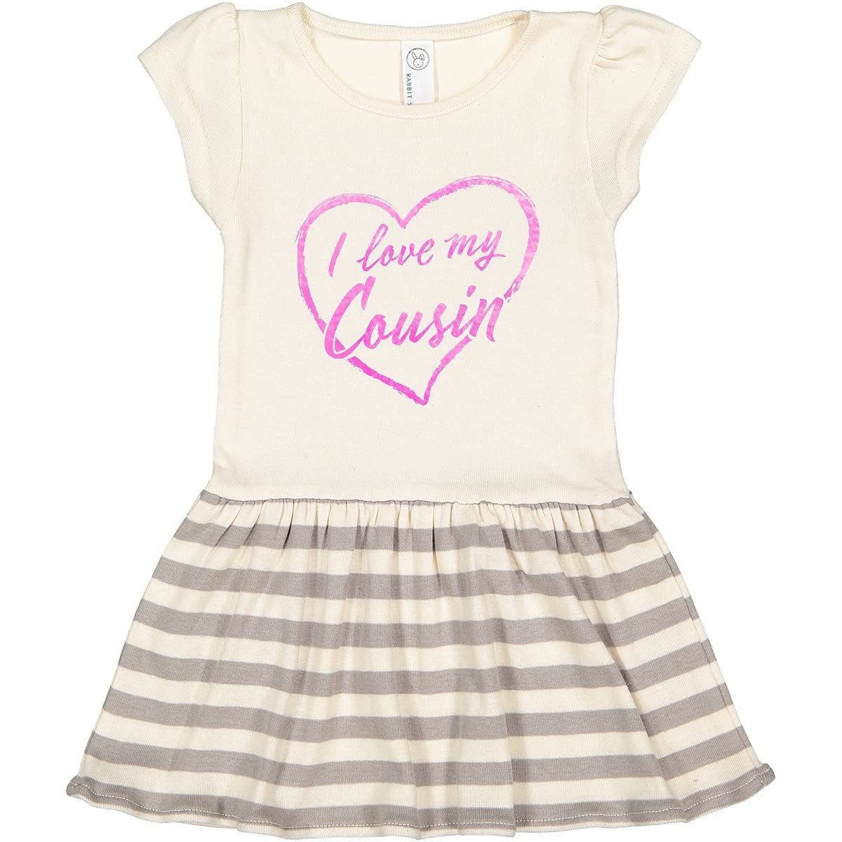 Inktastic I Love My Cousin Pink Chalk Heart Toddler Dress - Cute Outfit for Family Reunions, Birthday Parties & Special Occasions