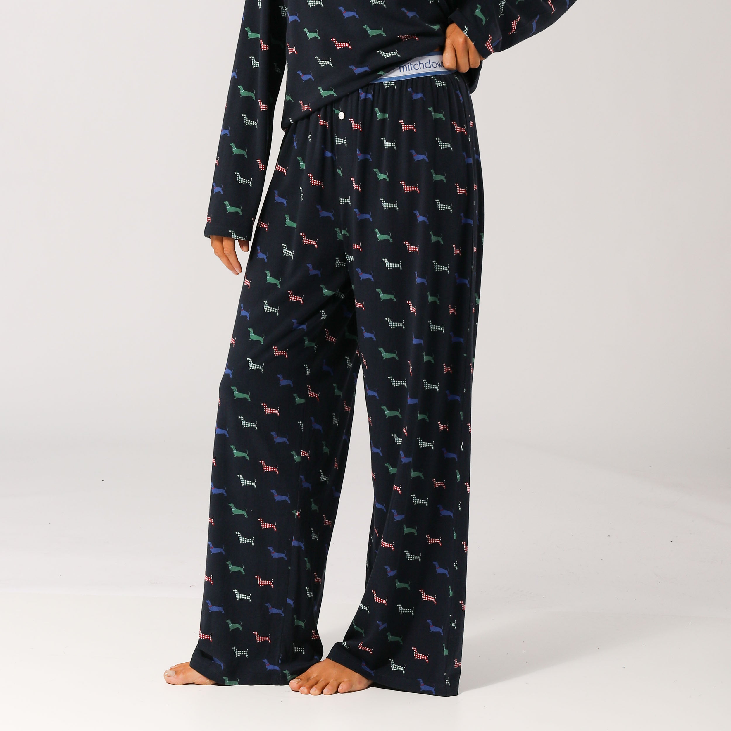 Women's Soft Bamboo Sleep Pants - Navy Blue Comfy Lounge Pajama Bottoms for Relaxing at Home & Sleeping