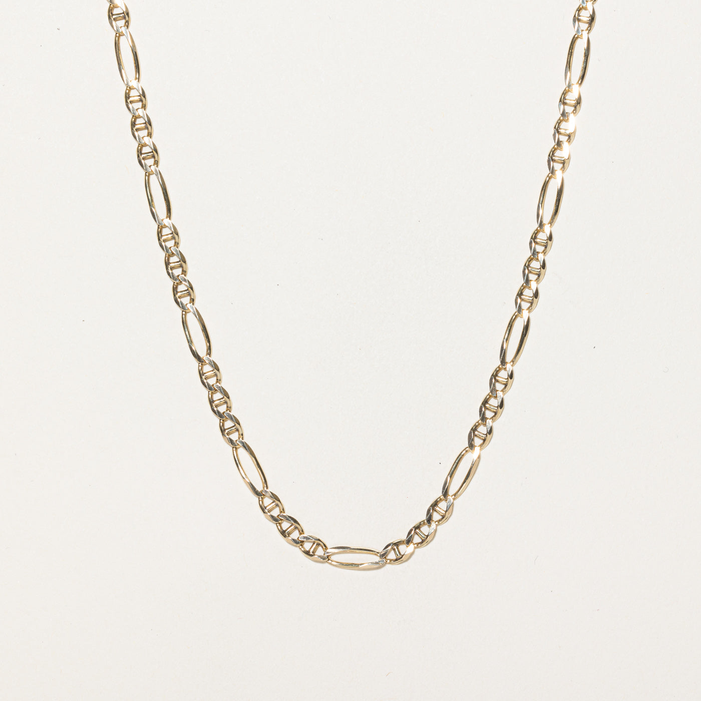 10K Yellow Gold Figarucci Chain Necklace for Men & Women | 22 Inch Italian Style Link Chain | Perfect for Layering, Gifts & Everyday Wear