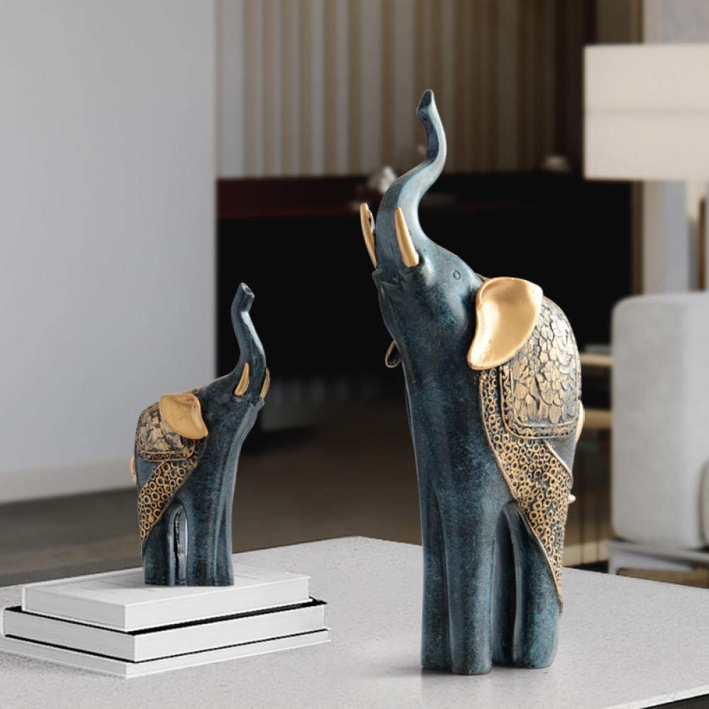 Premium Resin Elephant Statue Sculpture Set - Elegant Home & Wedding Decor, Luxury Figurine Ornaments for Living Room, Office, and Garden Decorations