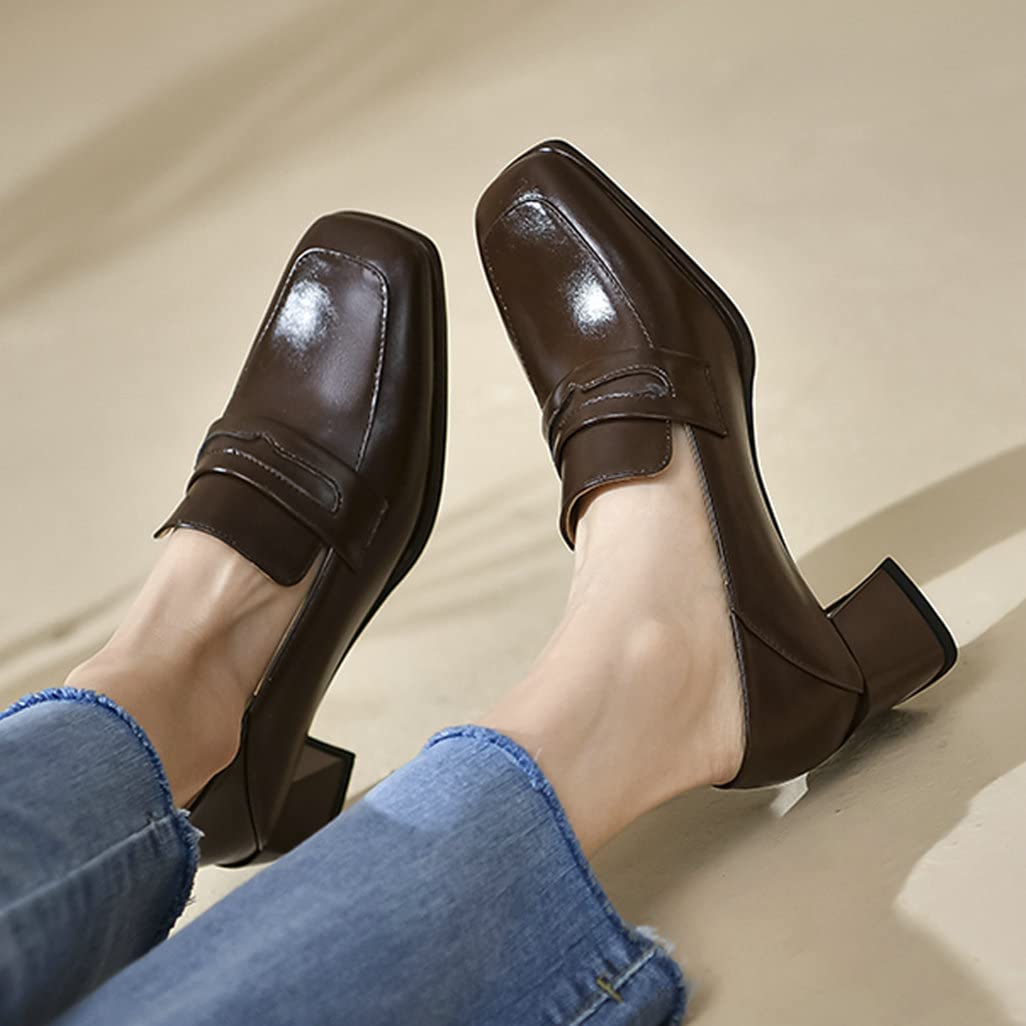 Shinelly Women's Chunky Loafers - Square Toe Block Heel Pumps with Mid Heel (2.5 Inch) - Comfortable Office Shoes for Work, Business Casual & Daily Wear