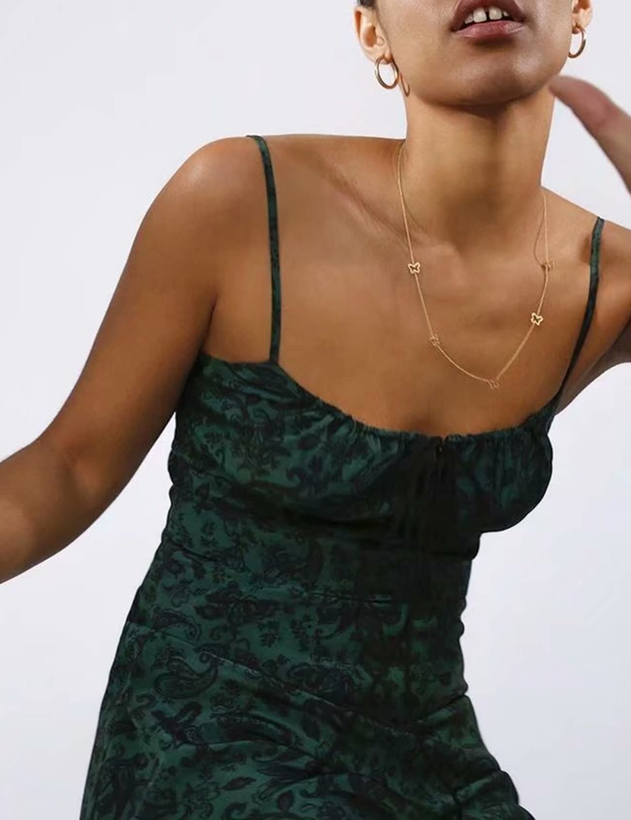 PEHMEA Women's Floral Spaghetti Strap Bodycon Dress - Square Neck Tie Front Summer Long Dress for Beach, Party & Date Night