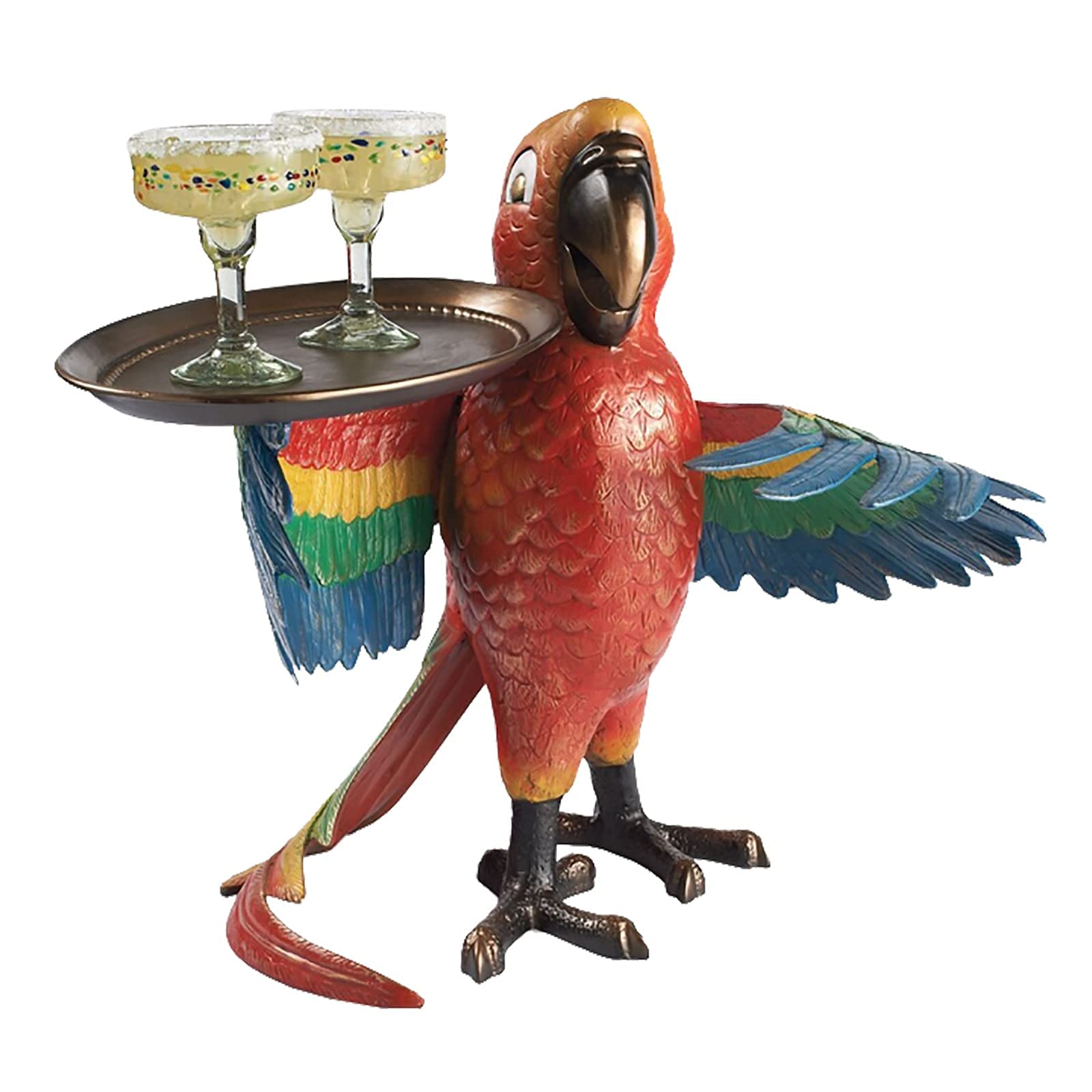 Resin Parrot Statue with Tray - Tropical Party Decor for Drinks & Snacks