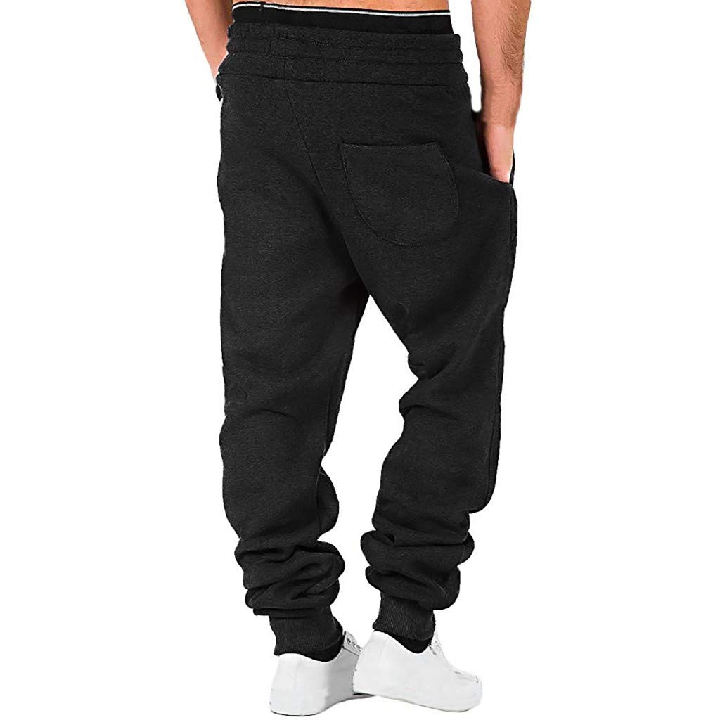 Men's Printed Casual Overalls - Sporty Work Pants with Pockets & Splicing Design (Black, Large) | Perfect for Outdoor Activities, Workwear & Street Style Fashion