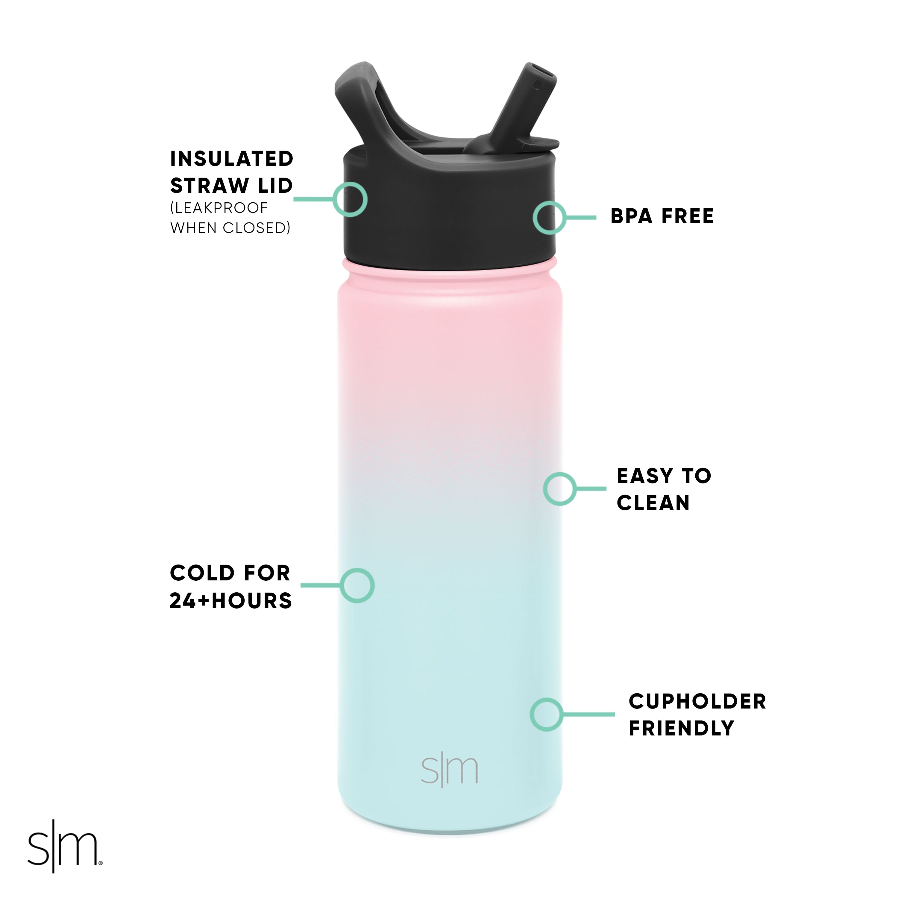 Summit Insulated Stainless Steel Water Bottle with Straw Lid - Leakproof, BPA-Free, 20oz - Perfect for Hiking, Gym & Outdoor Adventures