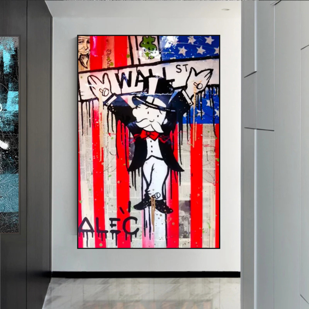 Alec Monopoly Millionaire Wall Street USA Canvas Wall Art - Modern Home Decor for Living Room, Office & Gallery