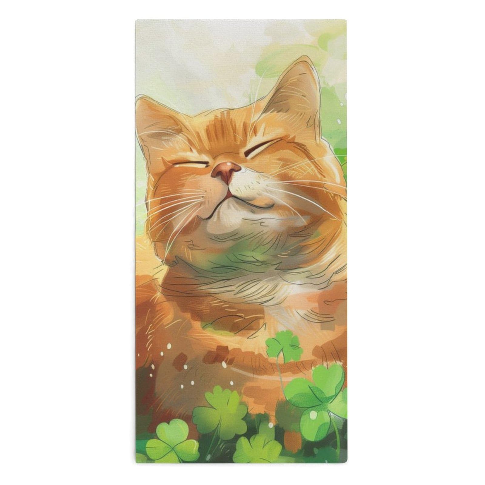 St. Patrick's Day Orange Cat Hand Towels - Super Absorbent & Soft Green Clover Face Towels for Bathroom, SPA, Gym - Perfect for Guest Showers & St. Patrick's Day Decor