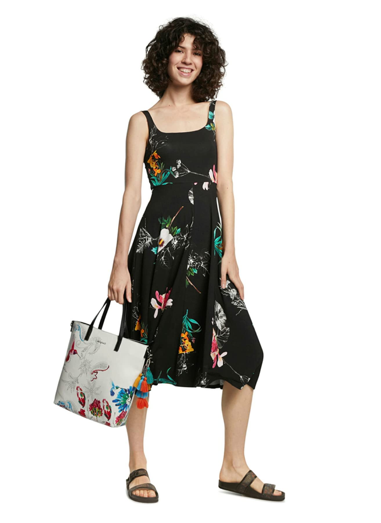 Desigual Women's Knit Dress with Adjustable Straps - Flowy Summer Dress for Casual Outings, Beach Vacations & Date Nights