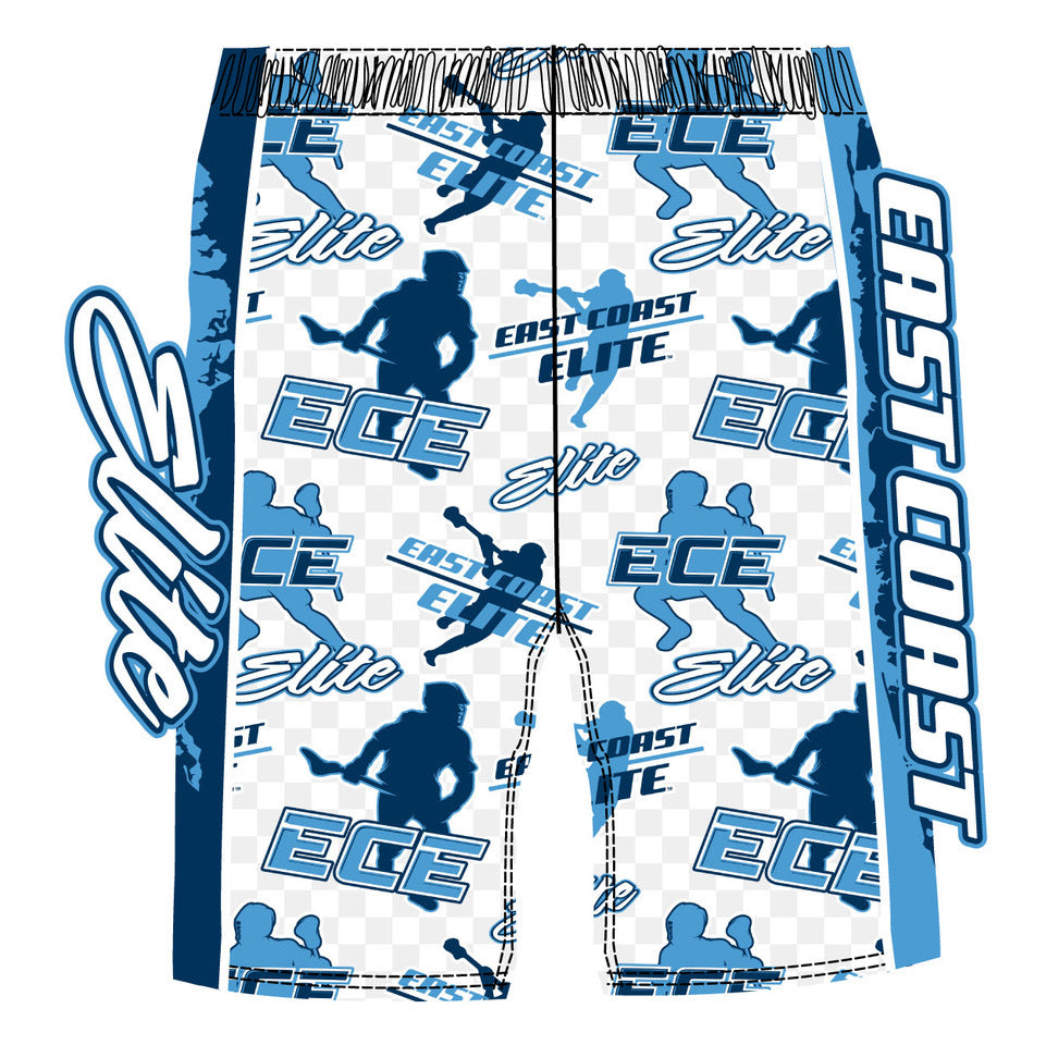 East Coast Elite Boys & Men's Lacrosse White Shorts - Lightweight & Breathable for Training, Games & Sports Practice