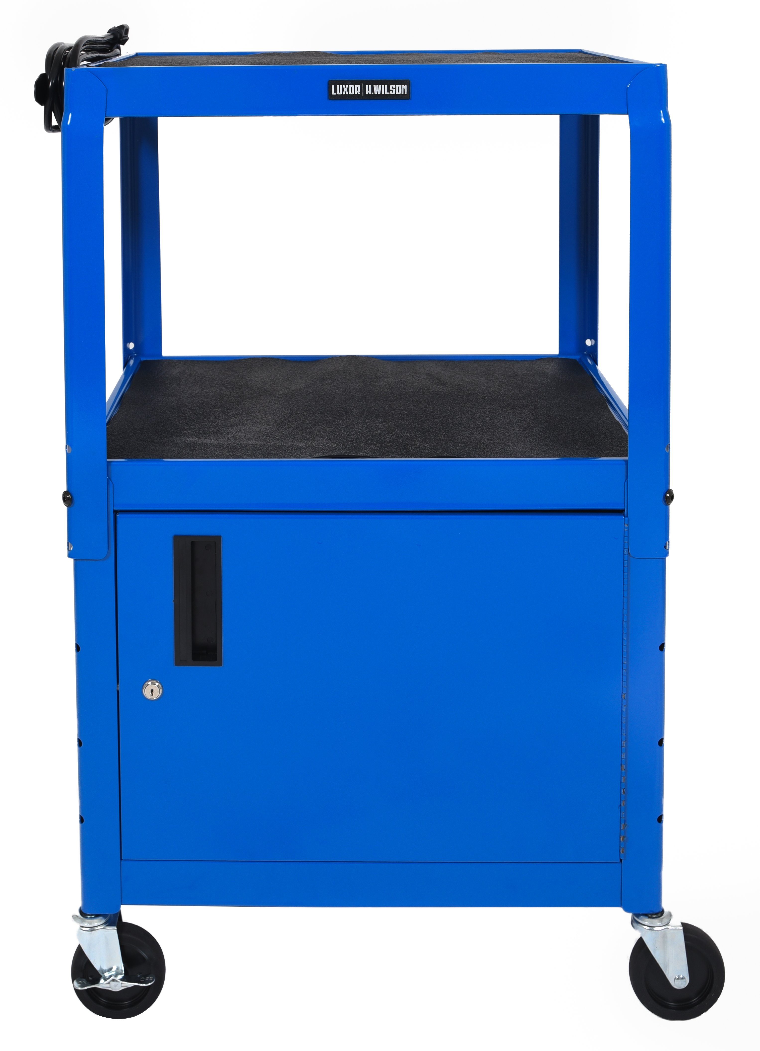 Adjustable Height Rolling Cart with Cabinet - Luxor Blue 42