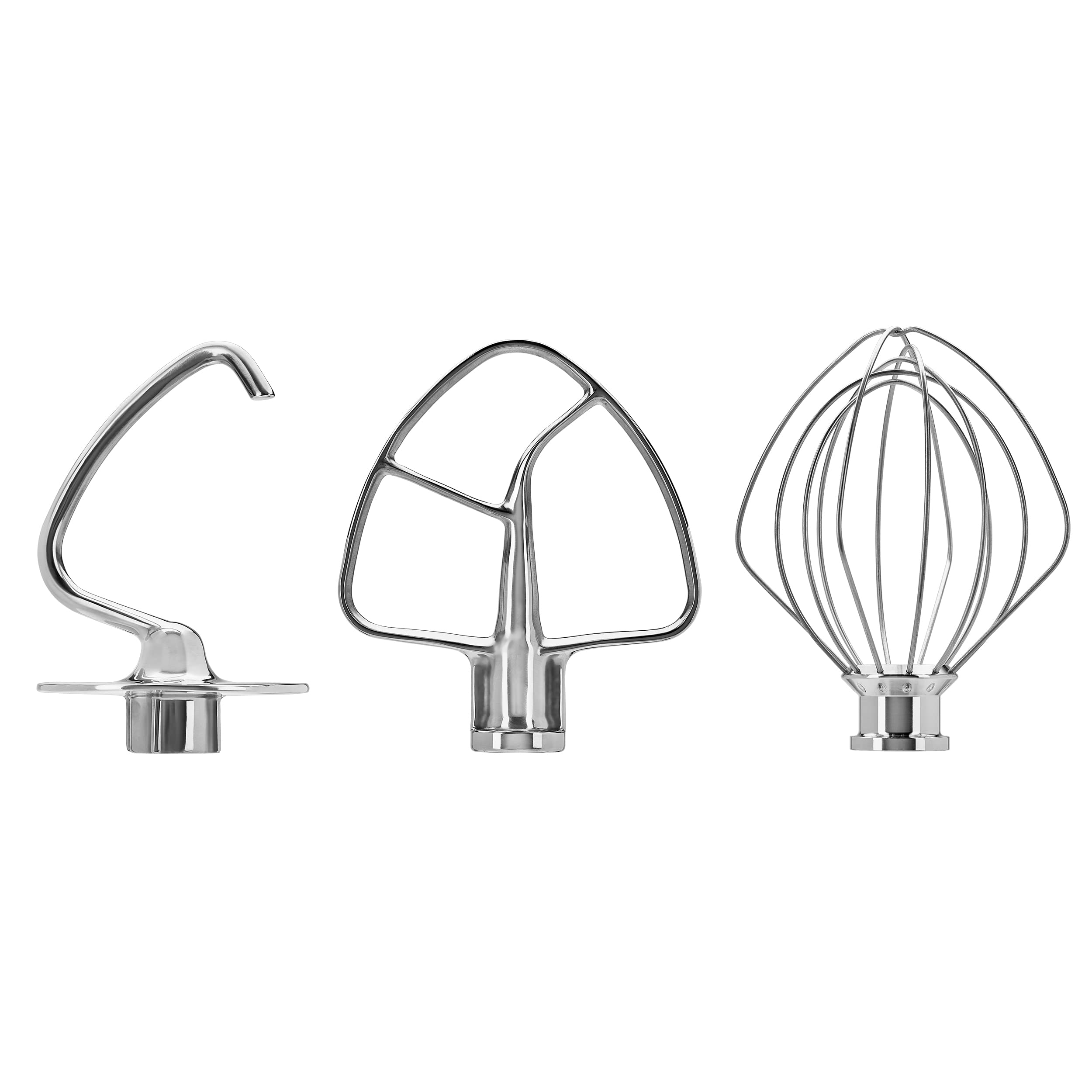 KitchenAid Stainless Steel Mixer Attachments Set - Dough Hook, Flat Beater & Wire Whip for Baking, Cooking & Mixing - Compatible with Stand Mixers - Perfect for Cakes, Cookies & Bread Dough
