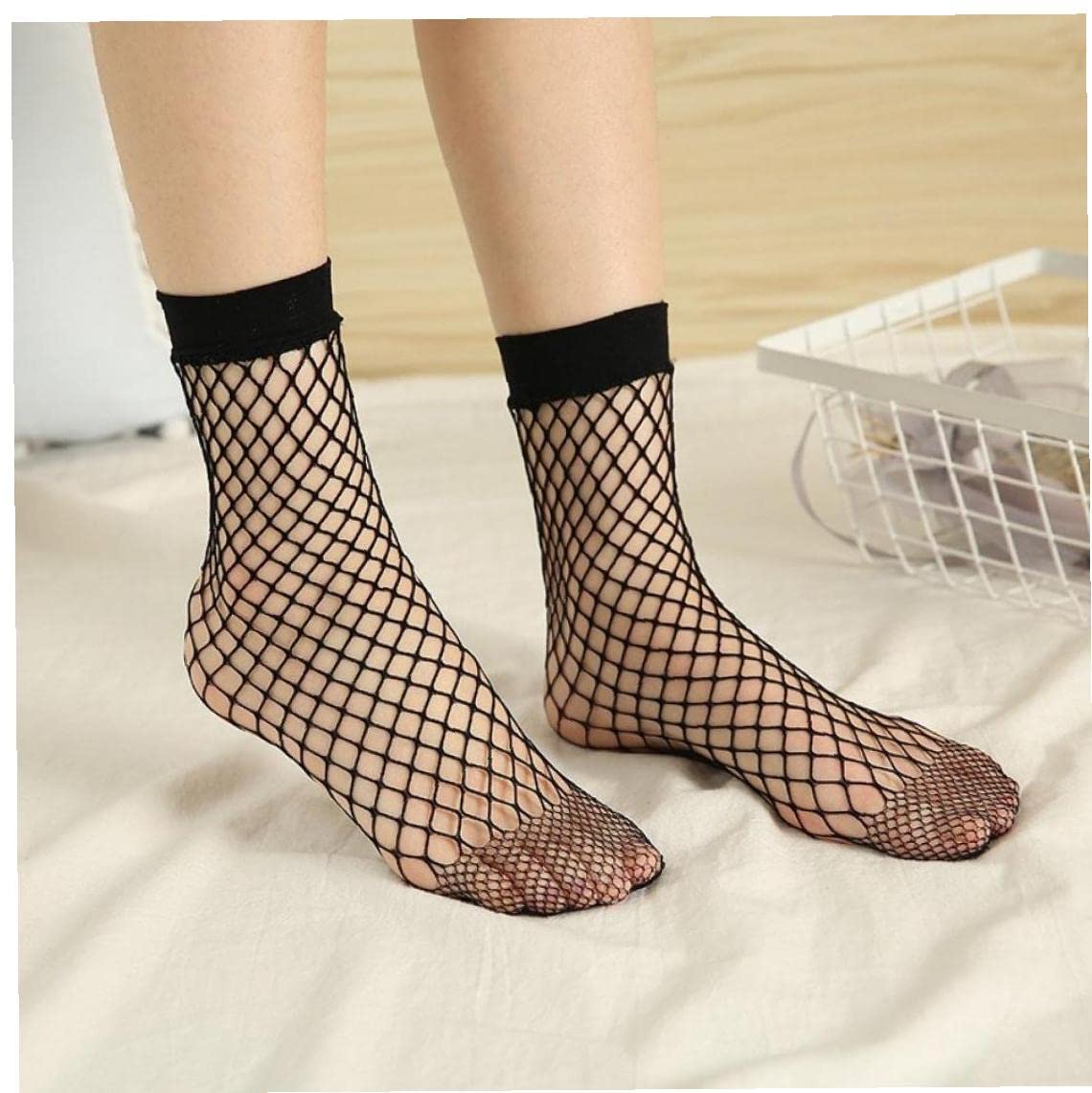 3 Pairs Women's Black Fishnet Socks - Elastic Ankle Short Socks with Hollow Out Mesh Design - Breathable Summer Tights for Casual Outfits, Parties, and Fashion Looks