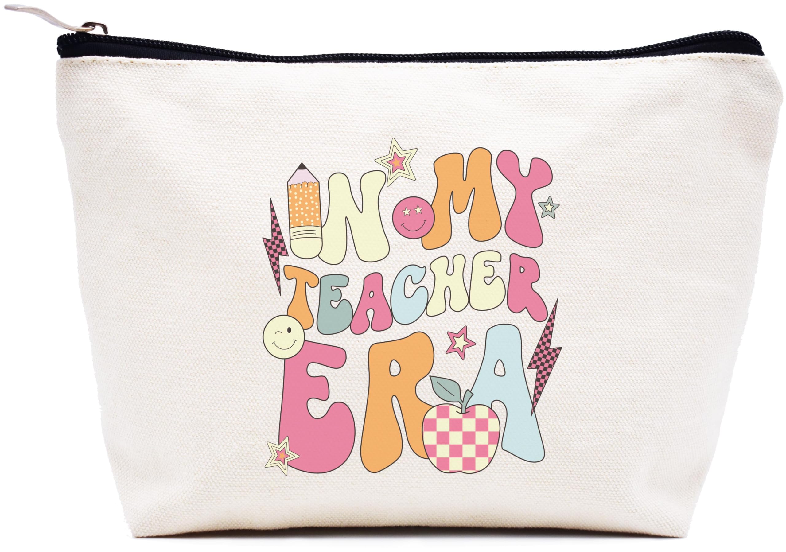 Funny Thanksgiving & Christmas Gift Ideas - Best Teacher Appreciation Makeup Bag, Cosmetic Travel Pouch - Perfect for School, Holidays & Travel - In My Teacher Era