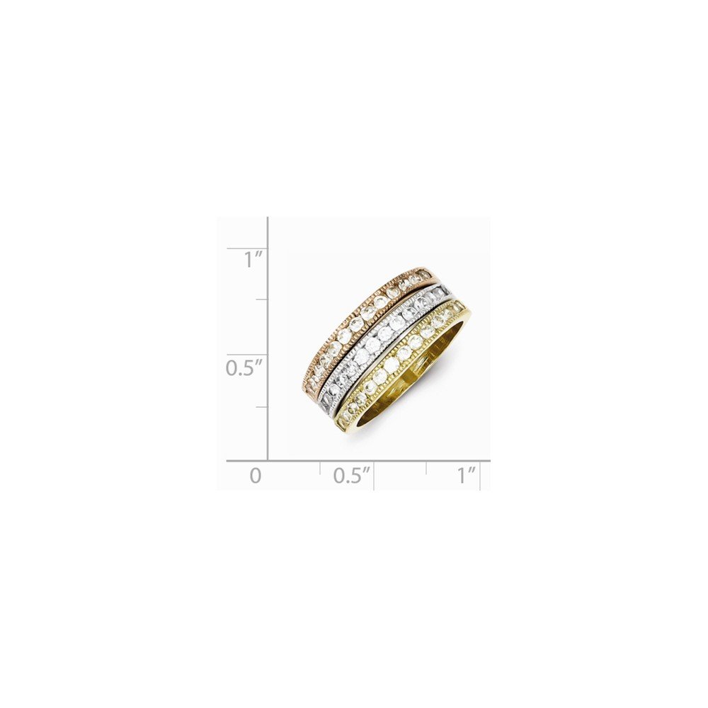 Jewels By Lux Sterling Silver Vermeil Polished Trio CZ Rings - Elegant Cubic Zirconia Jewelry Set for Women, Perfect for Weddings, Parties & Everyday Wear
