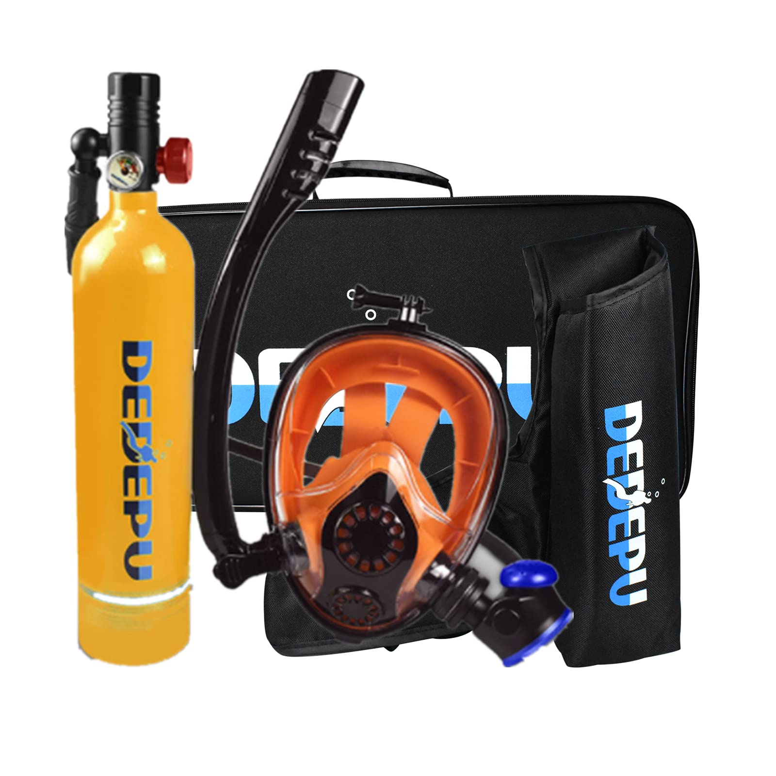 DEDEPU Portable Scuba Diving Tank Kit - Mini DOT Certified Oxygen Cylinder with Combo Valve, Reusable Pony Bottle for Snorkeling, Free Diving & Underwater Exploration - Perfect for Recreational Divers & Emergency Backup