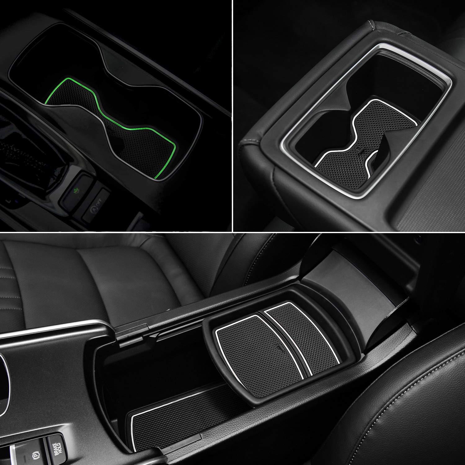 17-Piece Anti-Dust Car Interior Mats Set for Honda Accord 2018-2022 - Cup Holder Inserts, Center Console Liner & Door Pocket Liners (Glow in Dark White) | Premium Protection & Custom Fit Accessories for Daily Commute & Road Trips