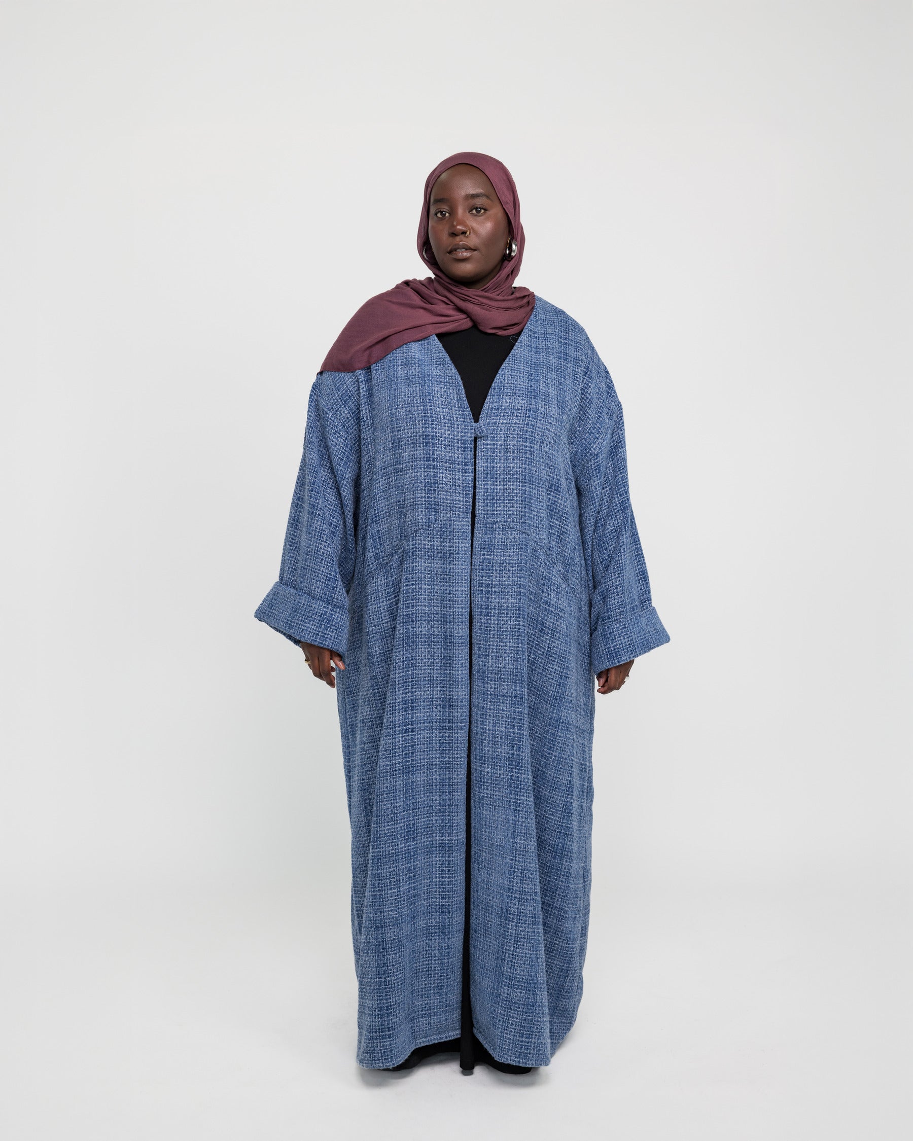 Elegant Tweed Abaya Dress for Women - Modest Islamic Clothing for Prayer, Wedding & Special Occasions