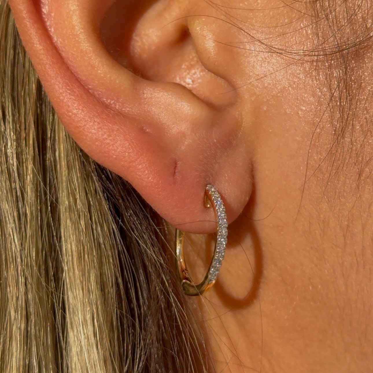 14K Yellow Gold Diamond Hoop Earrings for Women - Elegant Dainty Everyday Hoops for Gifts, Parties & Special Occasions