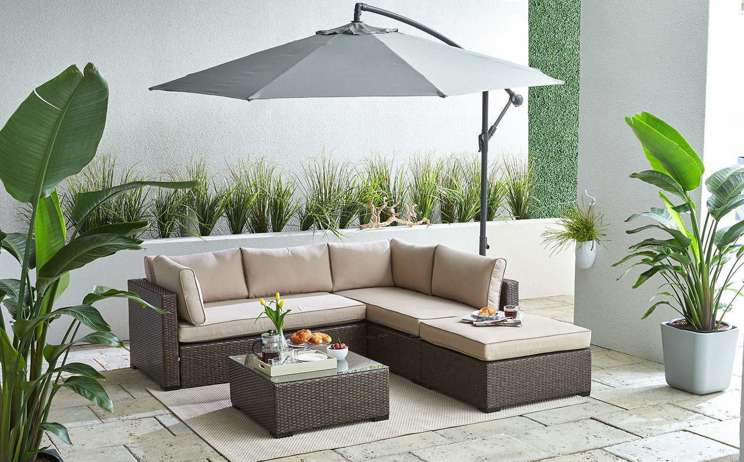Caribe Outdoor Coffee Table Light Brown - Weather-Resistant Patio Furniture for Garden, Poolside & Backyard Relaxation