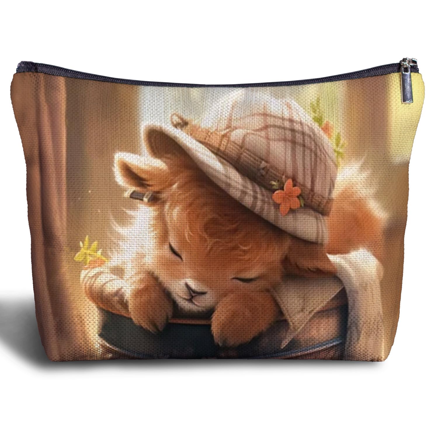 Cute Highland Cow Makeup Bag - Western Cow Cosmetic Pouch for Women & Gifts for Cow Lovers