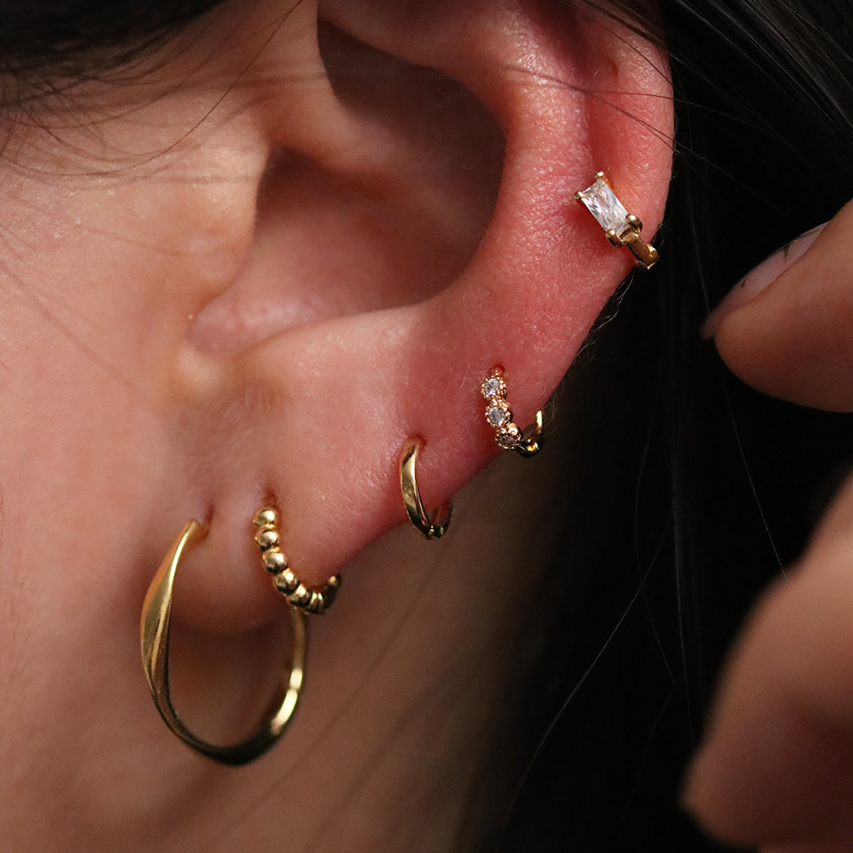 Square Cubic Huggie Earrings - Minimalist Gold Hoop Earrings for Women, Hypoallergenic & Comfortable - Perfect for Everyday Wear, Work, and Special Occasions