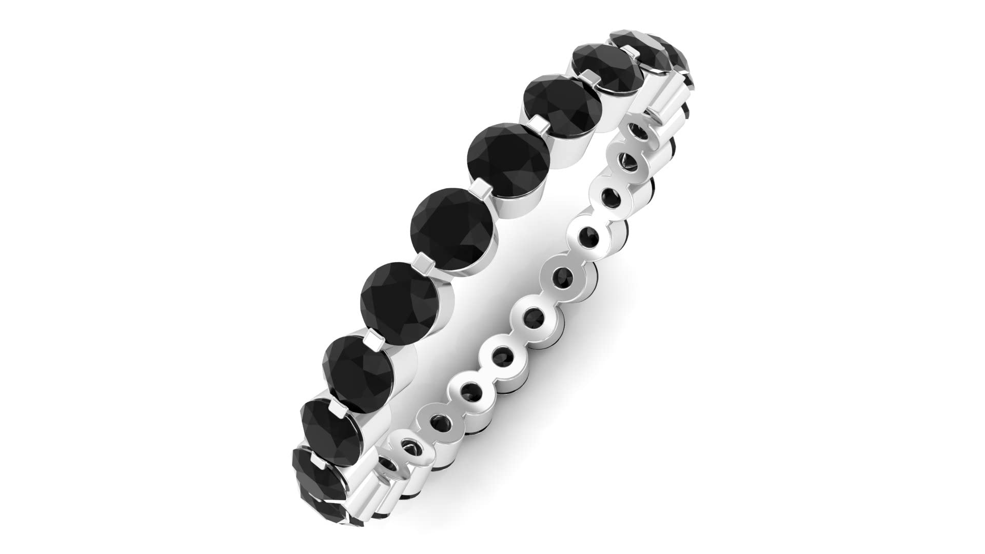 1.25 CT Black Onyx Eternity Ring for Women - 14K Solid Gold December Birthstone Jewelry - Round Black Onyx Full Eternity Band - Perfect Gift for Anniversary, Birthday & Special Occasions