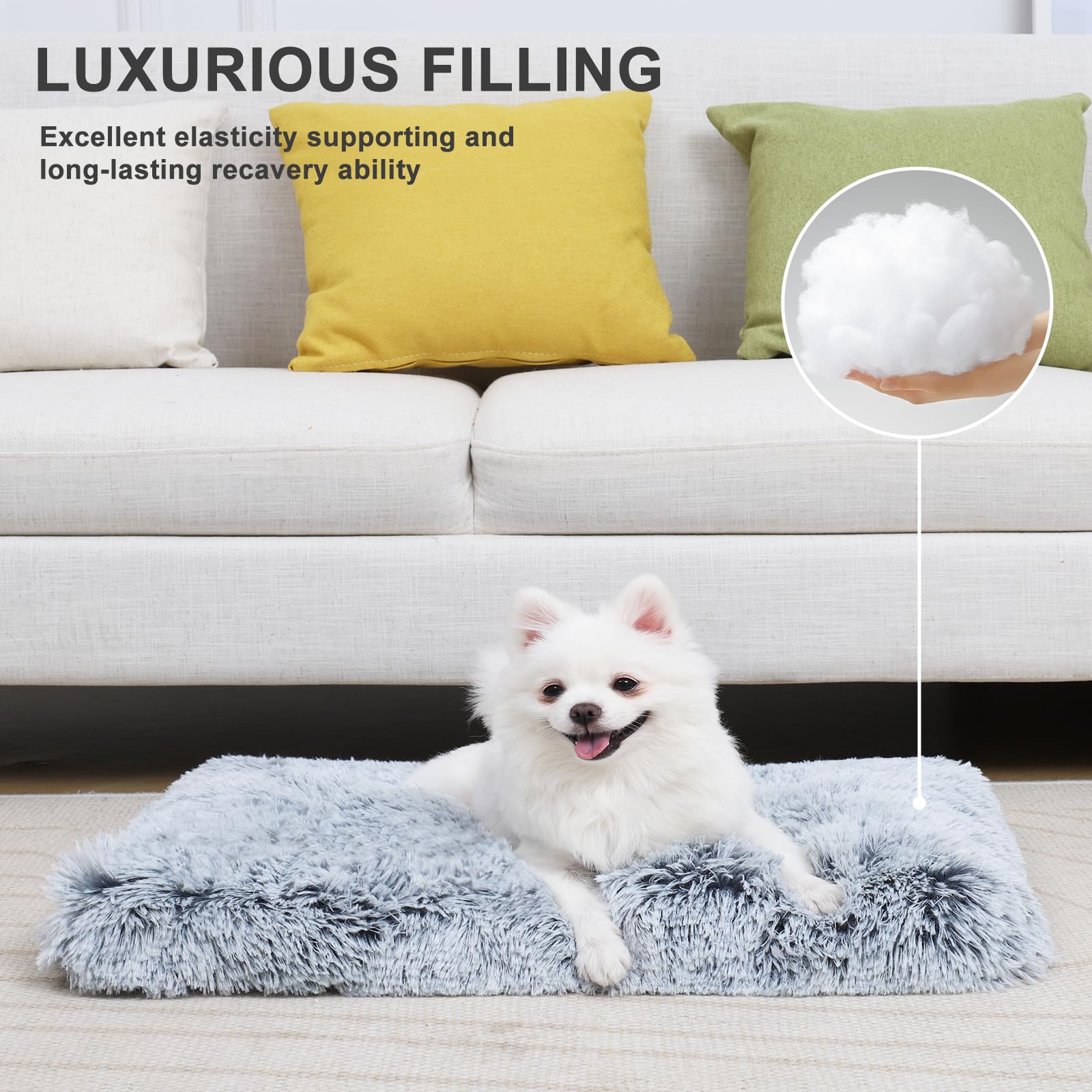 Vonabem 24 Inch Small Dog Bed Crate Pad - Washable Soft Plush Puppy Bed with Anti-Slip Bottom | Cozy Pet Crate Mat for Dogs & Cats | Perfect for Kennels, Crates, and Home Sleeping Areas (Grey)