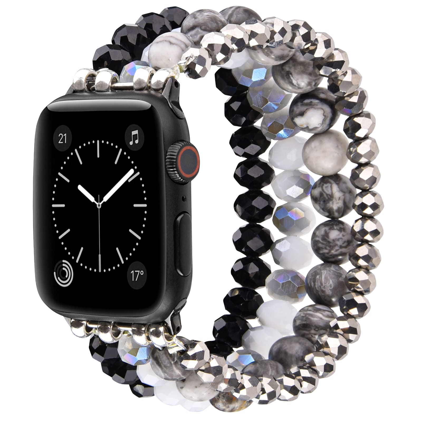 CAGOS Beaded Stretchy Bracelet Compatible with Apple Watch 49mm 45mm 44mm 42mm 41mm 40mm 38mm - Ultra Series 8/7/6/5/4/3/2/1/SE - Glitter Boho Dressy iWatch Band for Women | Perfect for Work, Parties & Everyday Fashion Accessory