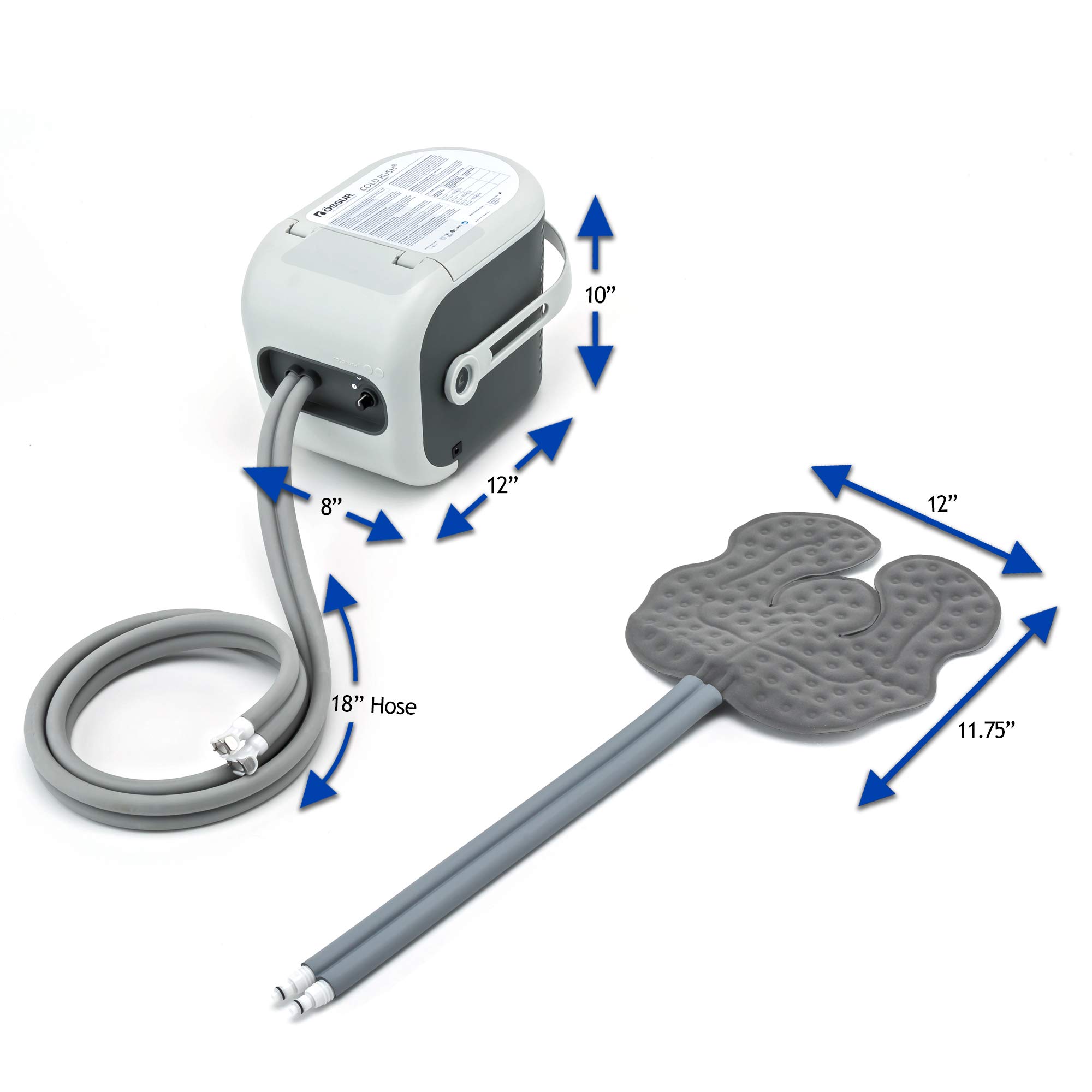 Ossur Cold Rush Therapy Machine System with Universal Pad - Ergonomic Ice Machine for Knee, Shoulder & Joint Pain Relief - Adjustable Cold Therapy Unit with Quiet, Lightweight Cooling Pad & Powerful Cryotherapy Pump - Ideal for Post-Surgery Recovery, Sports Injuries & Arthritis Pain Management