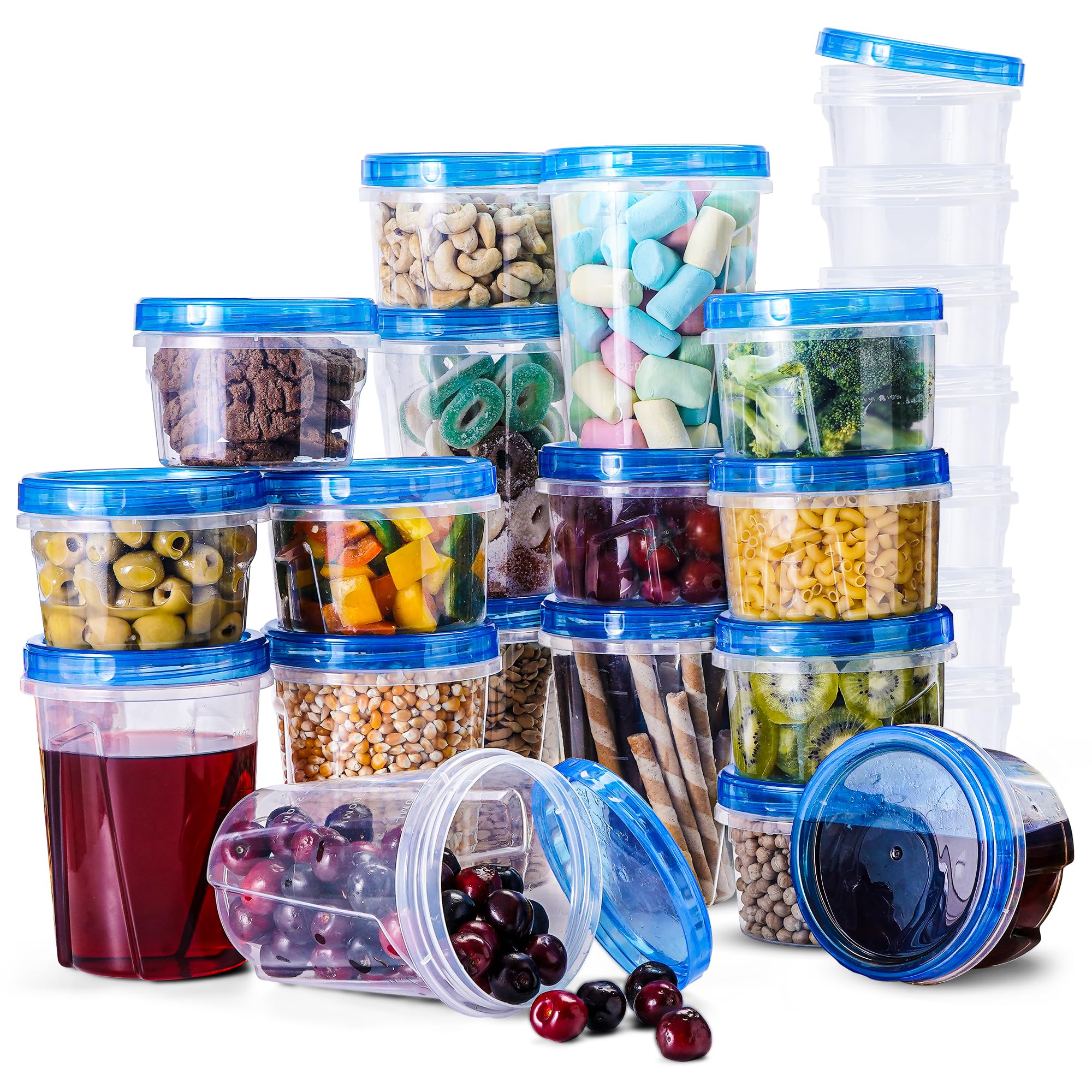 48-Piece Freezer Storage Containers Set with Twist-Top Lids (32oz & 16oz) - BPA-Free Plastic Meal Prep Containers with Secure Screw Lids - Perfect for Soup Storage, Meal Prepping, Lunch Box & Gym Food Organization