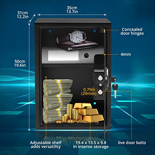 GARVEE 19.6x13.7 Inch Digital Keypad Steel Safe Box - Fireproof & Waterproof Security Safe for Home, Office, Jewelry, Cash & Documents - Heavy Duty Electronic Lock Safe for Secure Storage & Protection