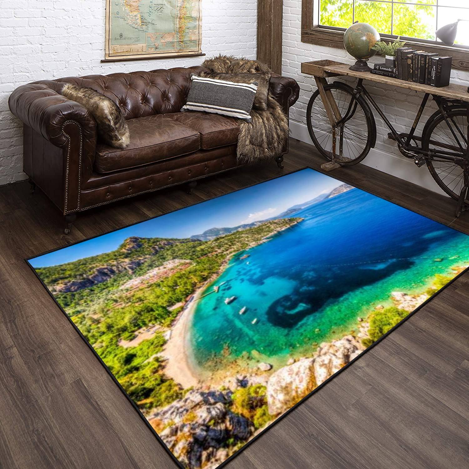 Modern 3D Non-Slip Extra Large Area Rug - Turkish Marmaris Carpets for Living Room, Bedroom & Playroom | Yoga Mat Runner & Home Decor for Girls