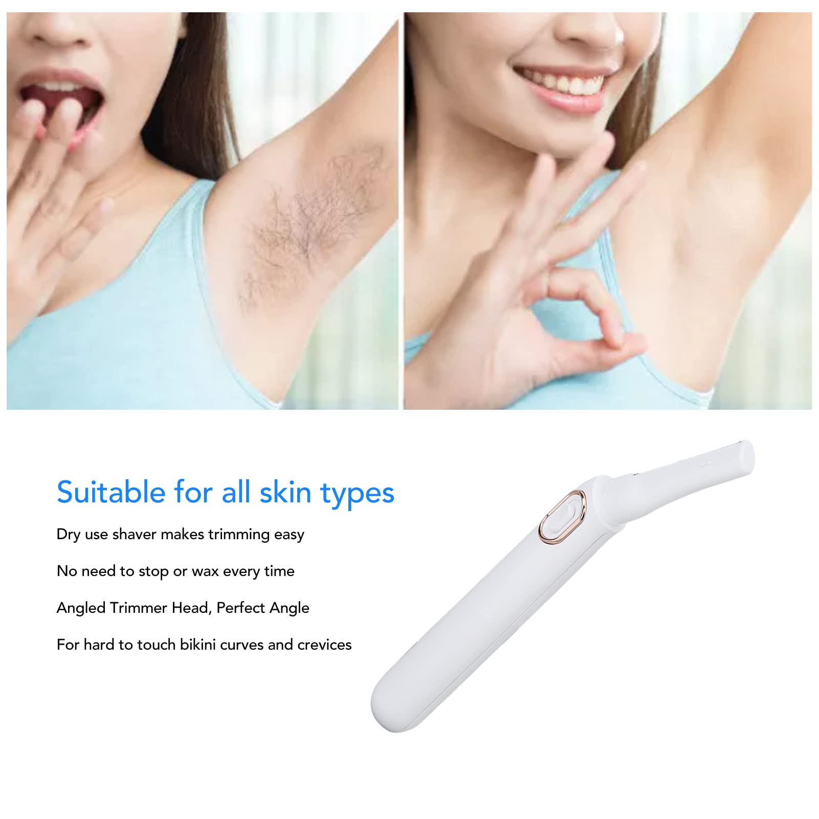 Electric Bikini Shaver for Women with LED Light - Rechargeable Body Hair Trimmer & Epilator for Smooth Skin - Eyebrow & Bikini Line Hair Removal Tool - Perfect for Travel, Gym & Home Use