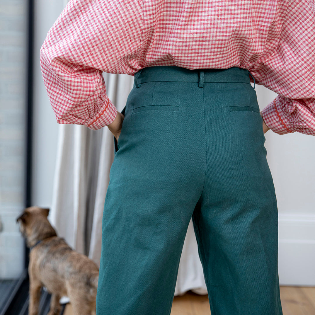 Lowie Lowie Women's Sage Green Pleated Front Trousers - Comfortable Stretch Work Pants for Office & Business Casual Wear