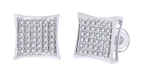 14K White Gold Over Sterling Silver Round Cut Natural White Diamond Stud Earrings (0.15 CTTW) - Perfect for Weddings, Anniversaries & Special Occasions