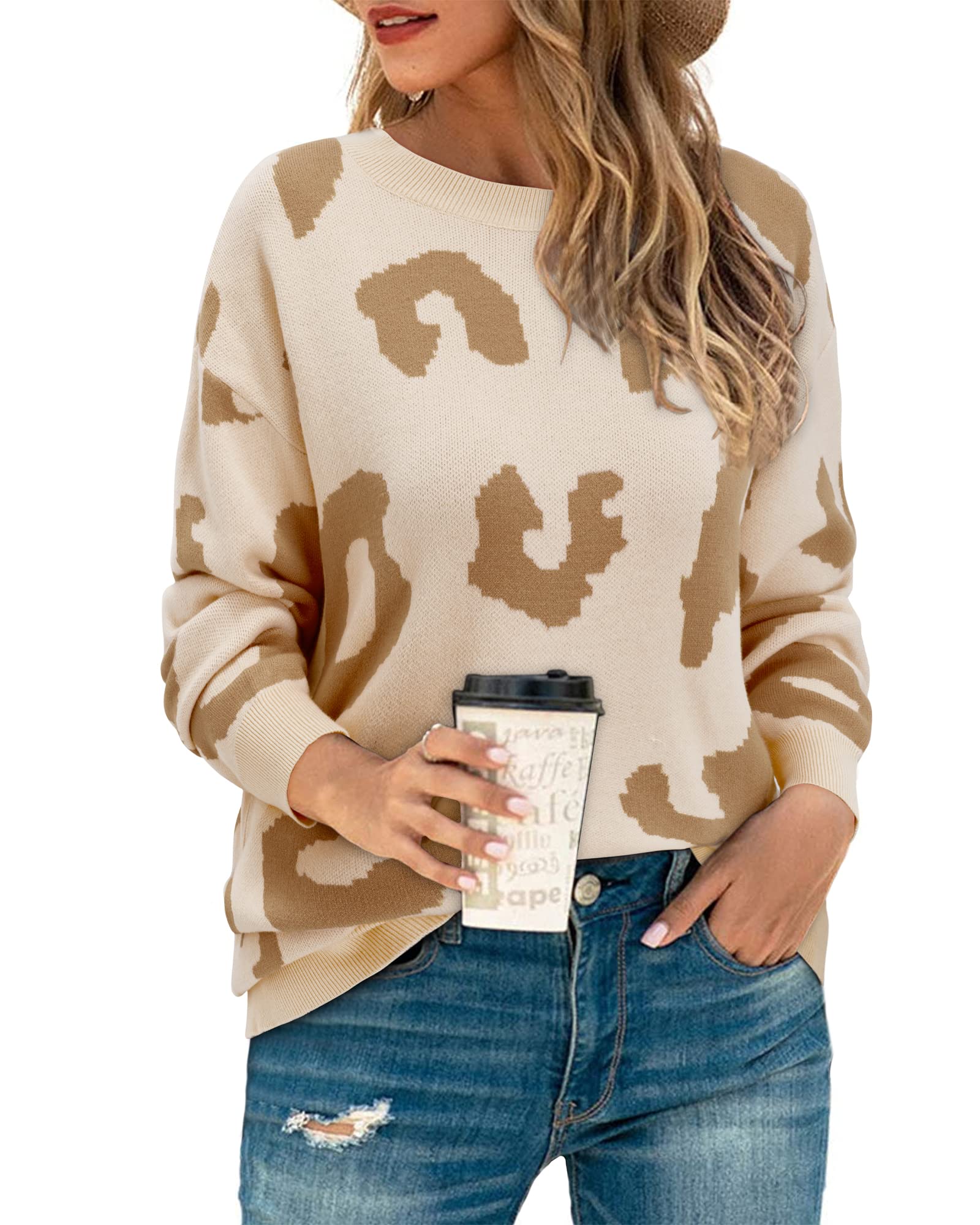 LAISHEN Women's Casual Long Sleeve Crewneck Loose Knit Pullover Sweater - Fall Fashion 2025 Cute Tops for Work, Dating & Coffee Dates