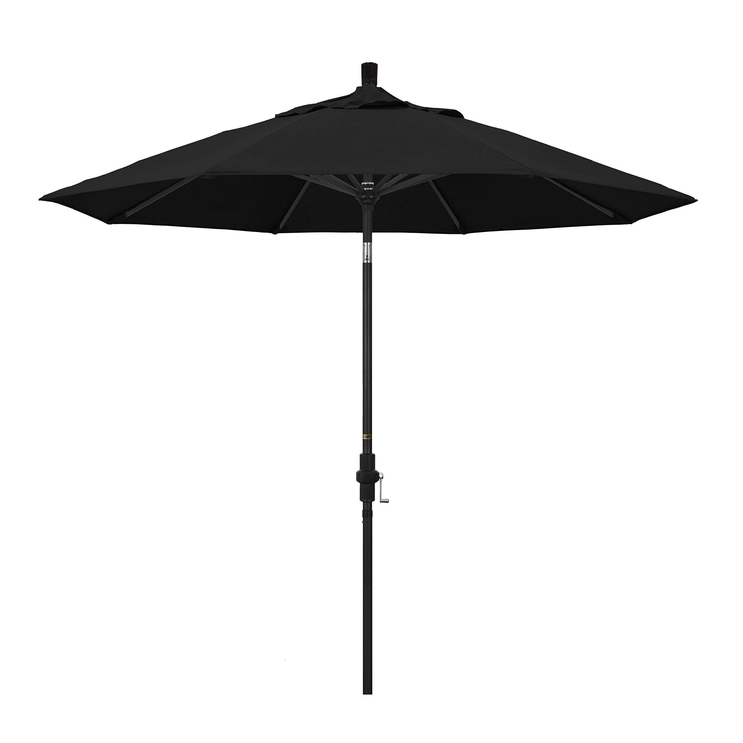 9' Round Aluminum Market Umbrella with Crank Lift & Tilt - Sunbrella Black for Patio & Outdoor Dining