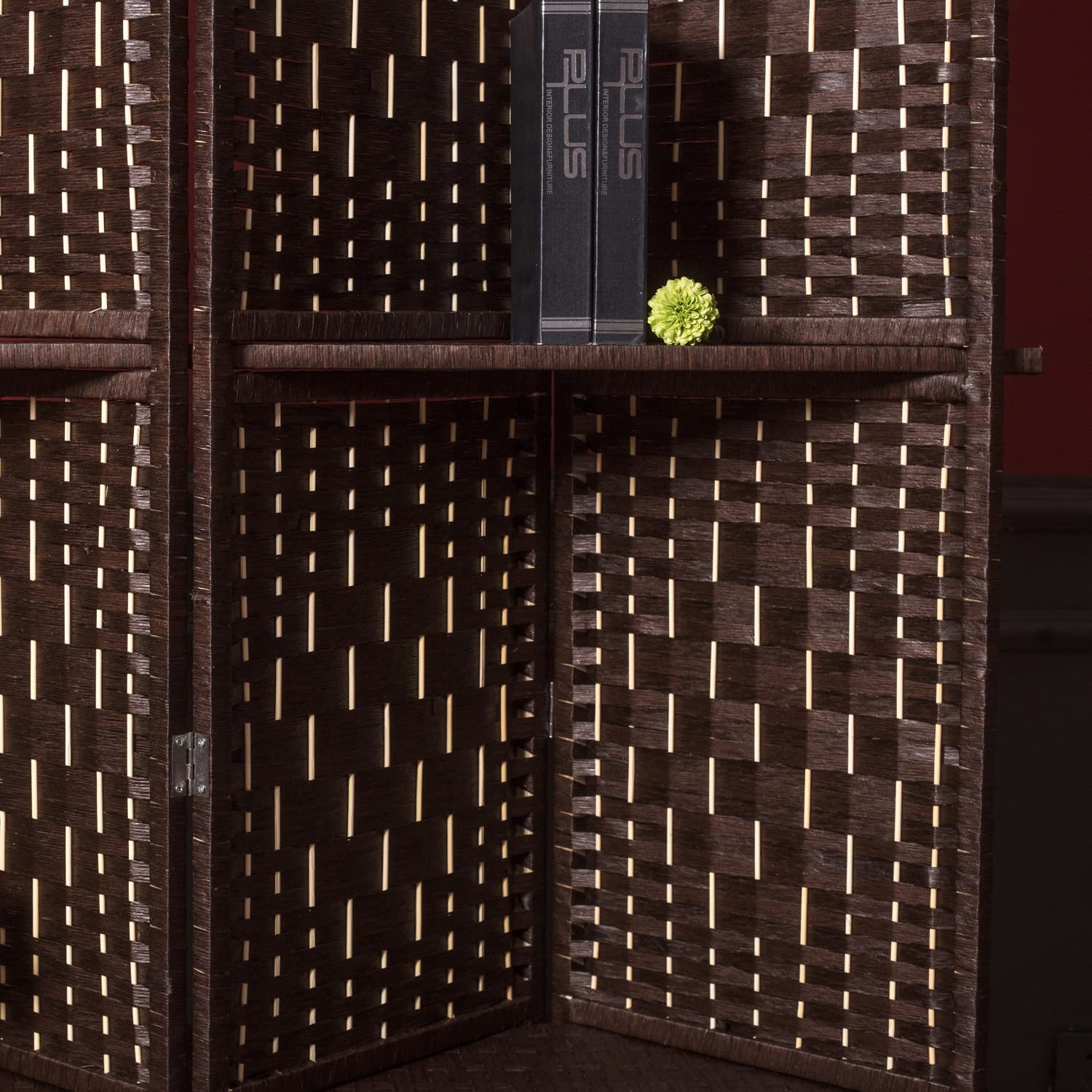 4 Panel Folding Room Divider with Removable Storage Shelves - 67