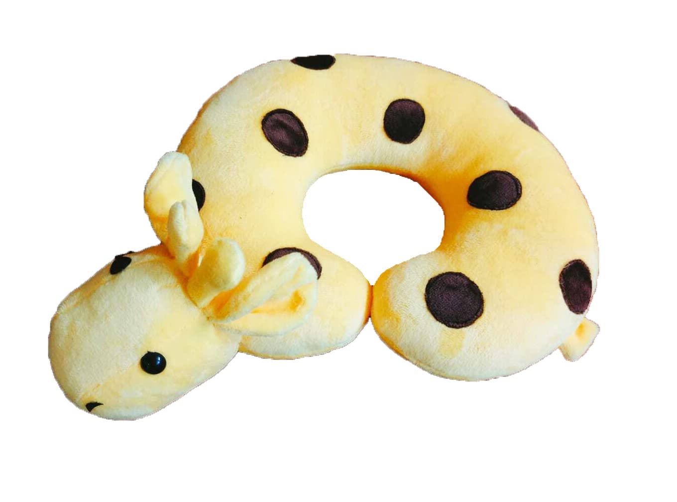 Soft Stuffed Plush Giraffe Neck Pillow for Travel - 30cm Yellow & Brown Comfortable Support for Airplane, Car, Office & Home Use