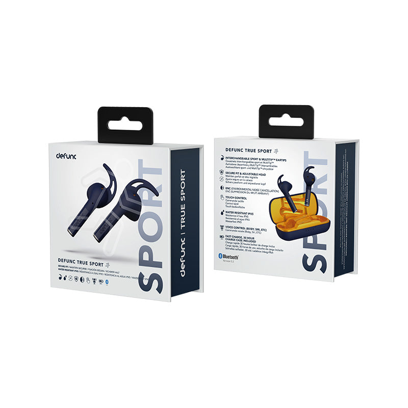 Defunc True Sport Wireless Earbuds - Blue | Sweatproof Bluetooth Headphones for Running, Gym & Workouts