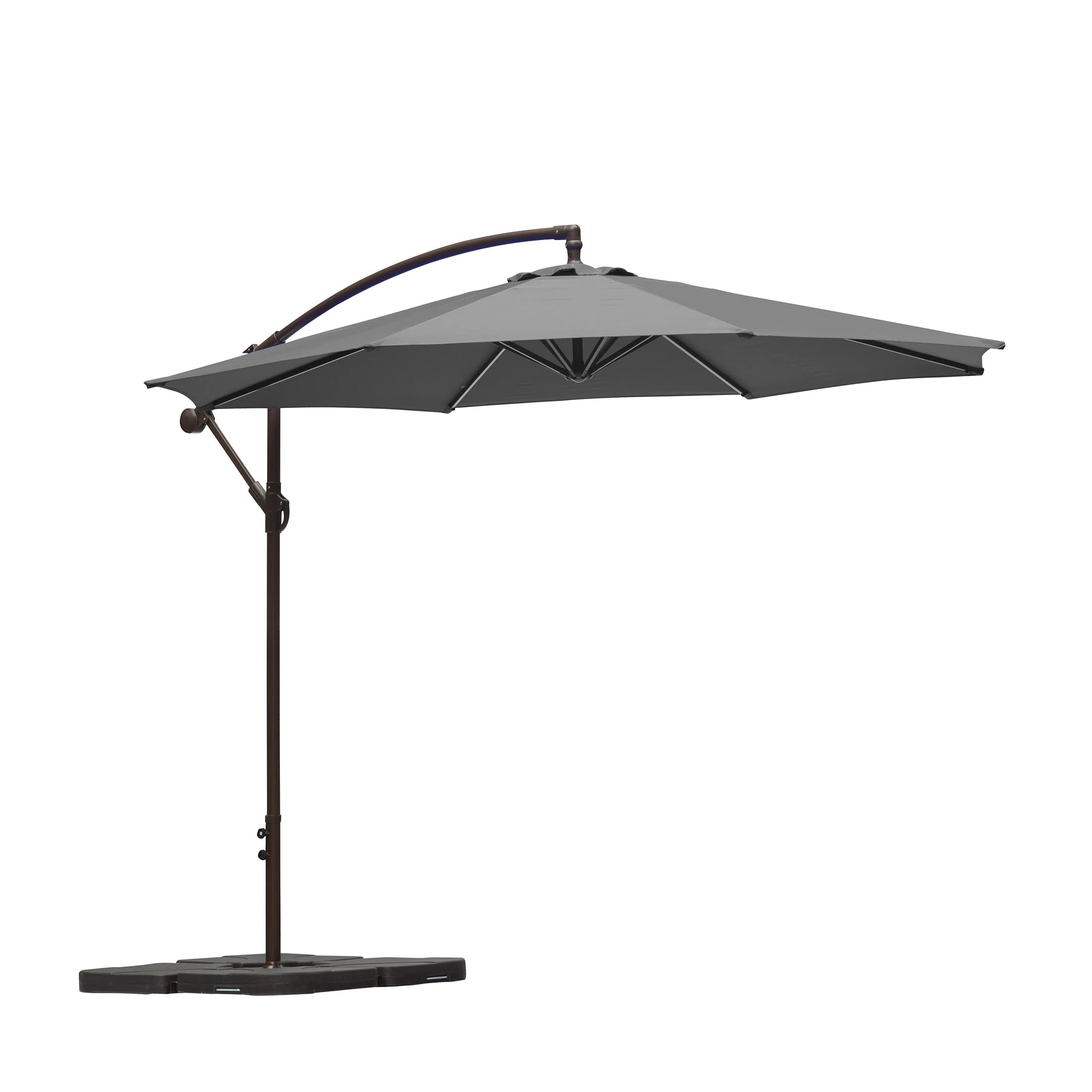 10ft Outdoor Patio Cantilever Umbrella with Stand & Weighted Base - 3-Piece Hanging Shade Kit for Backyard, Poolside, and Garden Relaxation