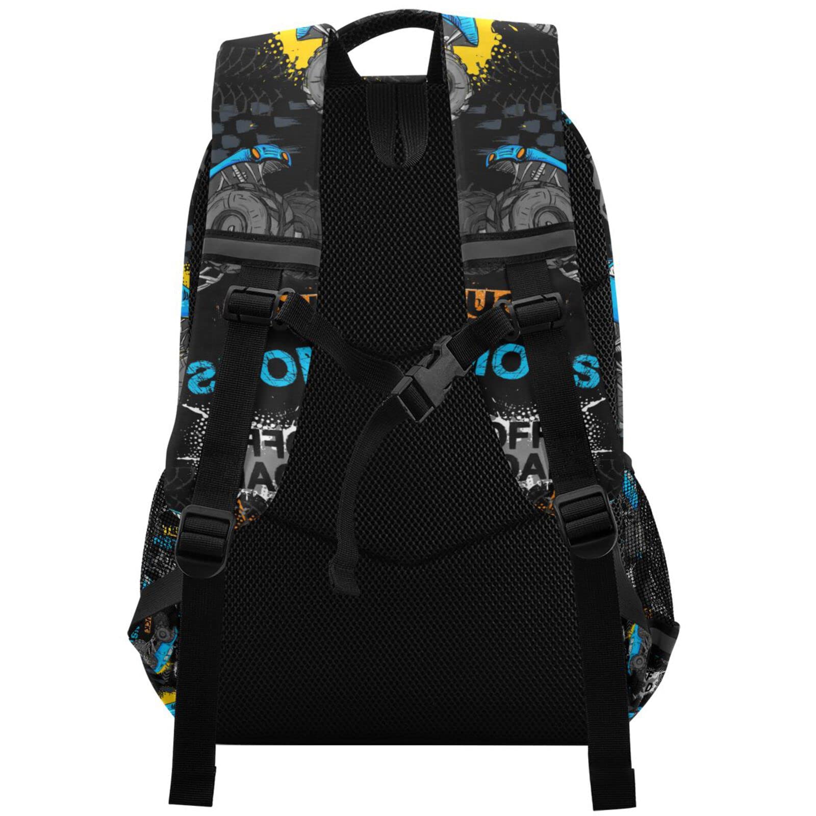 Monster Truck Backpack for Boys & Girls - Durable School Backpack for Kids, Elementary Bookbag, Travel Rucksack - Perfect for School, Hiking, and Daily Adventures