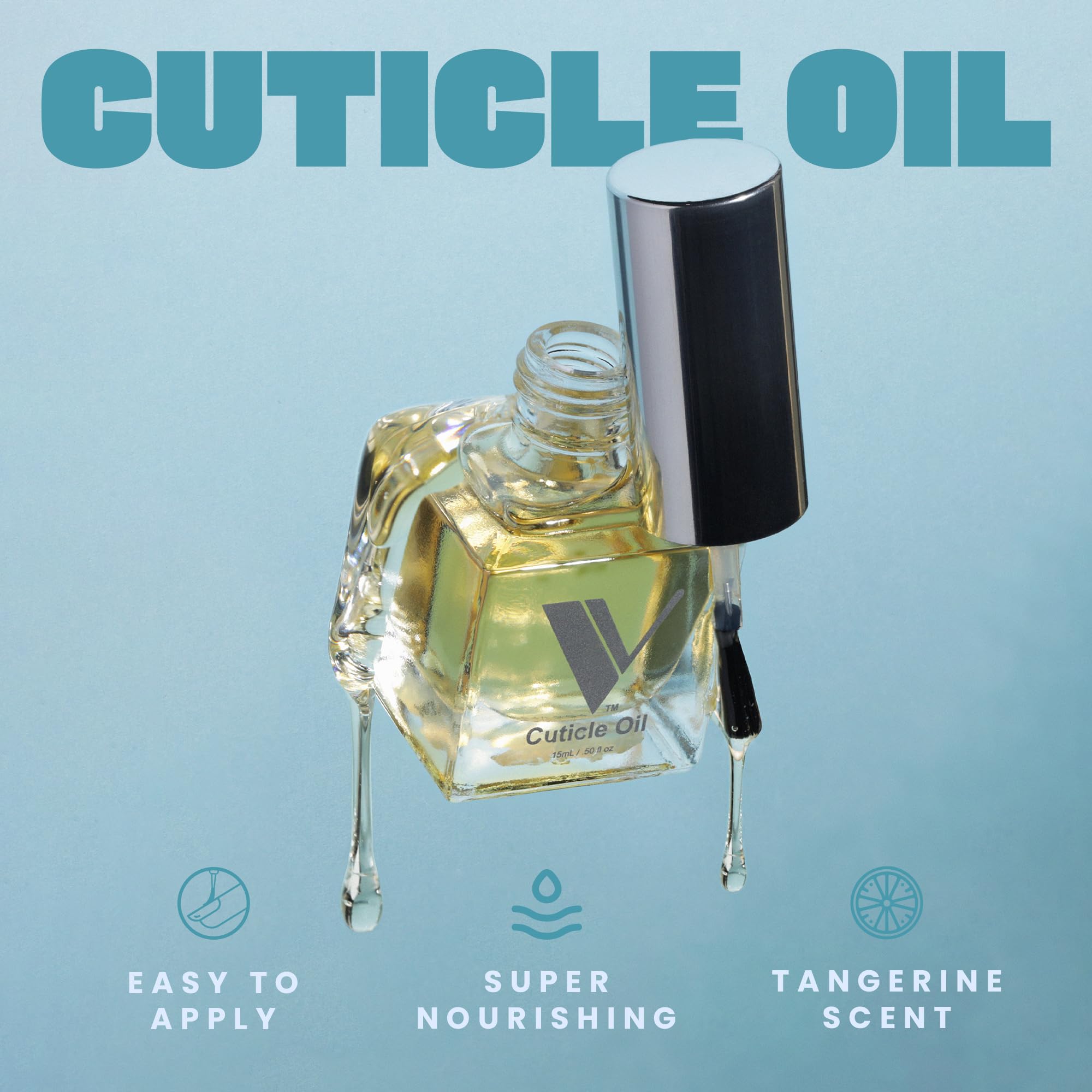 V Beauty Pure Cuticle Oil - Natural Nail Care Treatment for Dry Cuticles & Nail Beds | Cuticle Softener & Moisturizer for Stronger Nails | Manicure & Pedicure Essential | Perfect for Home Nail Care & Salon Use, 15ml