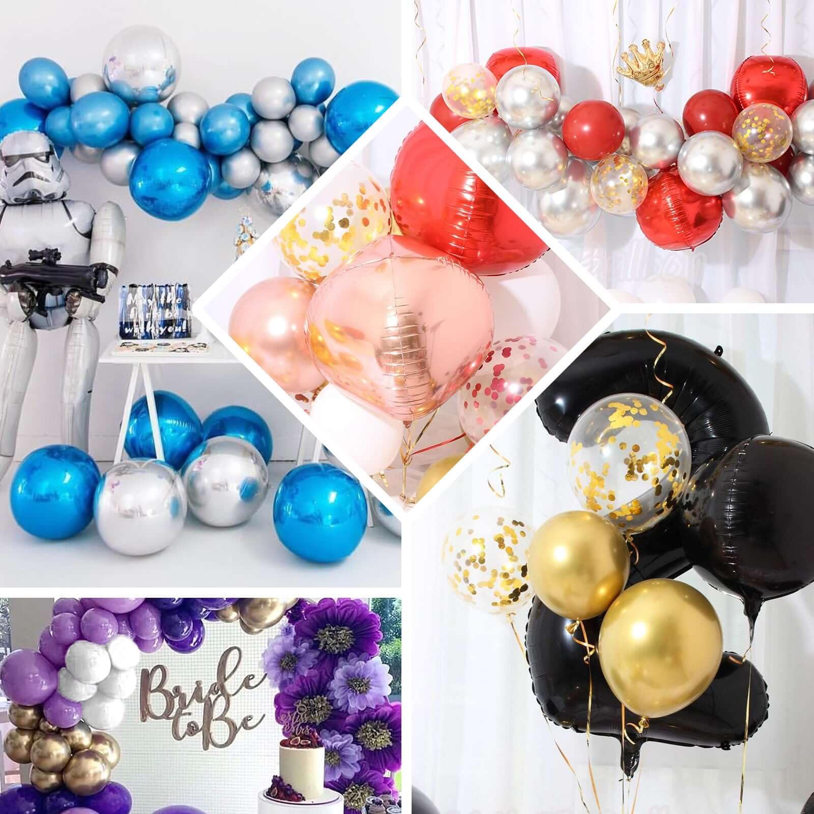 Efavormart 2 Pack 18 Inch Rose Gold Aluminum Foil Balloons - 4D Mylar Round Sphere Balloons for Birthday Party, Wedding, Baby Shower & Anniversary Decorations