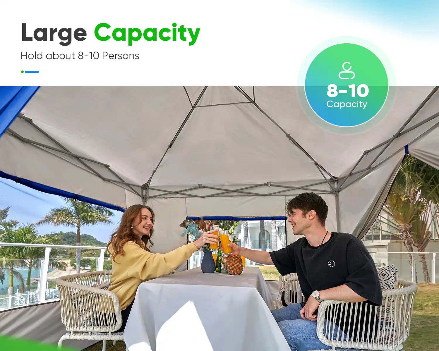 10' x 10' Pop Up Privacy Canopy Tent with Side Walls - Perfect for Outdoor Events, Beach Parties, and Backyard Gatherings