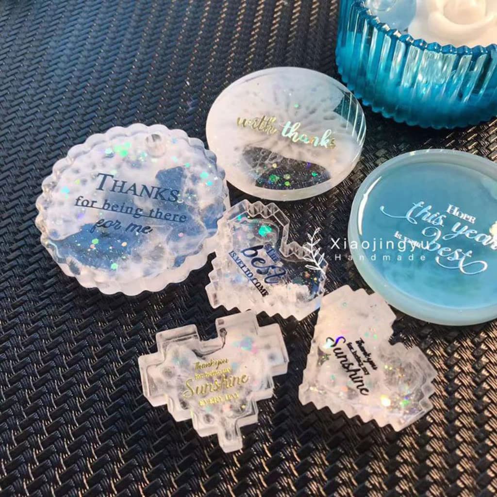 2PCS/Set Shiny Gold Transparent Resin Stickers for Jewelry Making, DIY Crafts, Silicone Mold Decoration - Resin Supplies Kit with Wishes Craft Stickers - Perfect for DIY Gifts, Scrapbooking, and Home Decor Projects