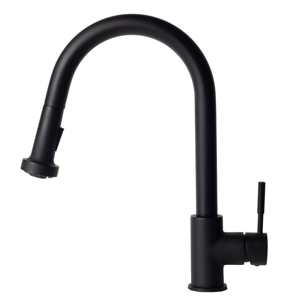 ZLINE Monet Matte Black Pull Down Single Handle Kitchen Faucet - Modern High Arc Design for Easy Cleaning | Perfect for Farmhouse, Commercial & Residential Kitchens (MON KF MB)